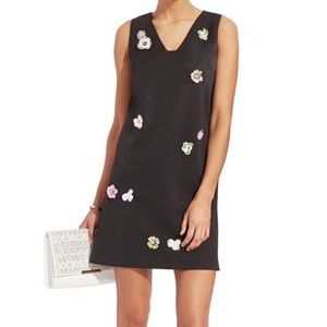 Nicole Miller Black Dress with Floral Appliqués